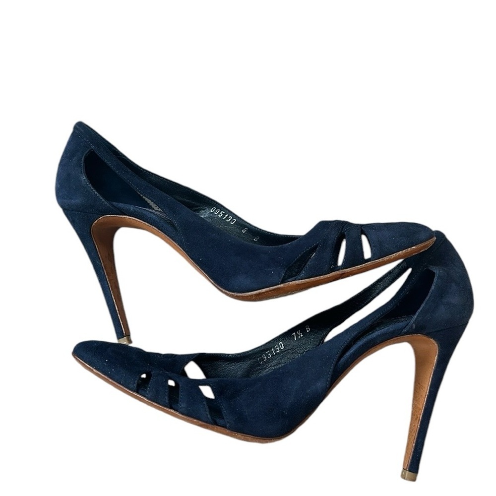 Ralph Lauren Blue Label Blue Suede Heels 8 B